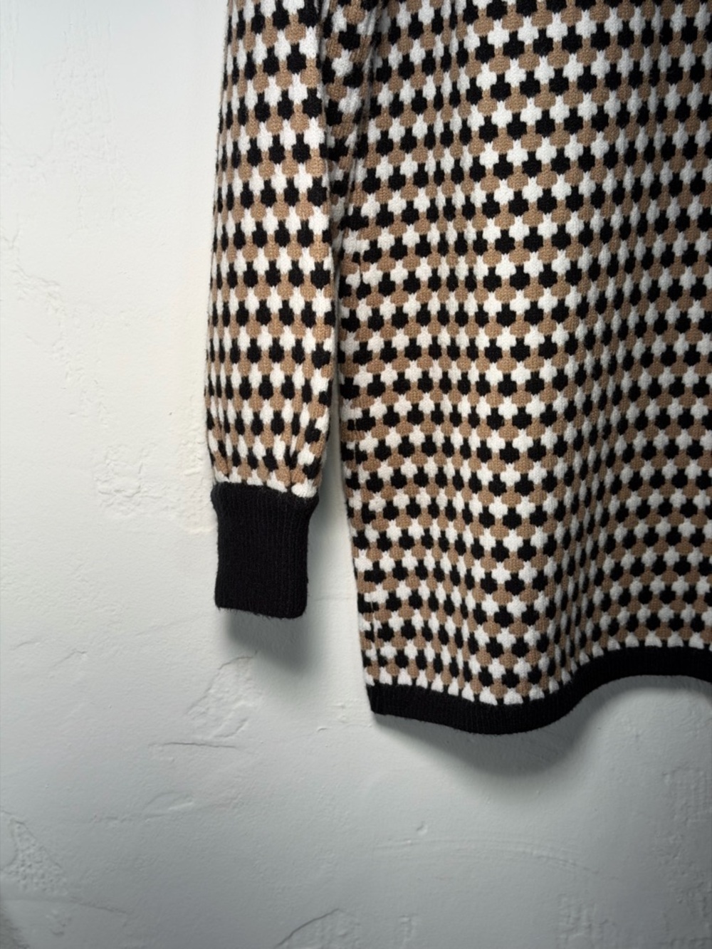 Show Me Your Mumu Black, Cream & Brown Houndstooth Knit Mini Sweater Dress - Picture 7 of 16